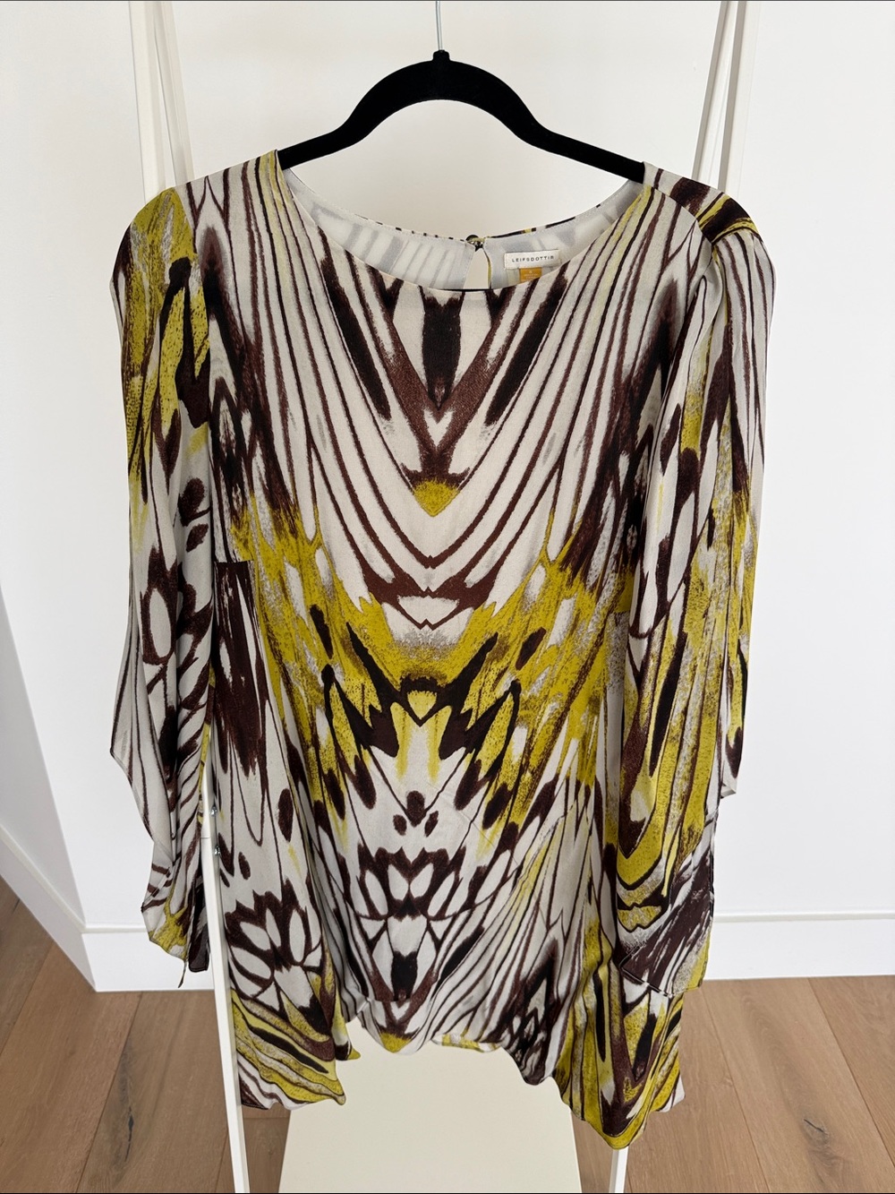 leifsdottir Yellow & Brown Abstract-Print Flowing Tunic